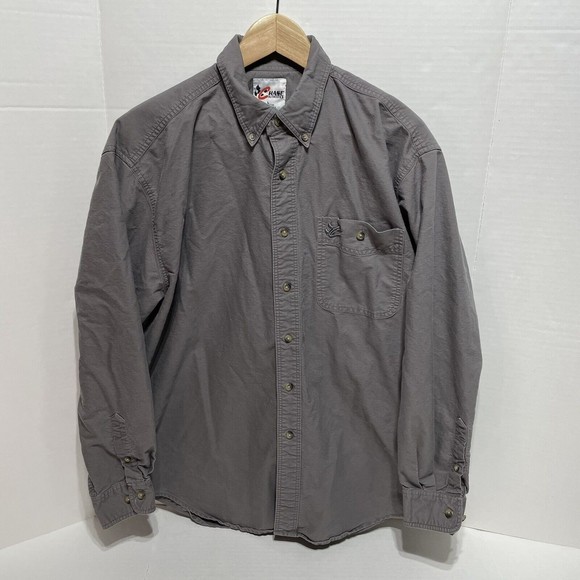 Chase Authentics Mens Button Up Shirt, Large, Grey, Long Sleeve - Picture 1 of 9